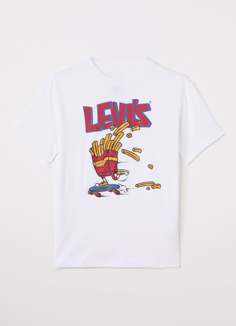 Levi's Jongens Fries on the Loose T-shirt met logoprint in de kleur Wit, maat: 4A=104