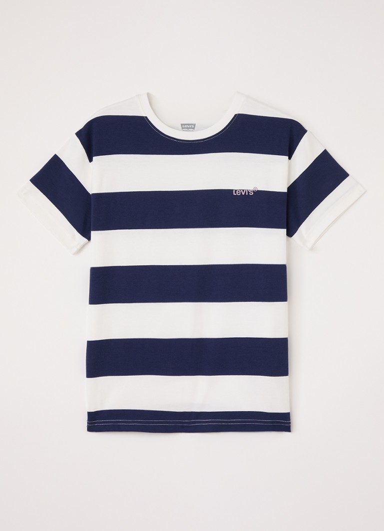 Levi's Jongens T-shirt met streepprint in de kleur Donkerblauw, maat: 4A=104