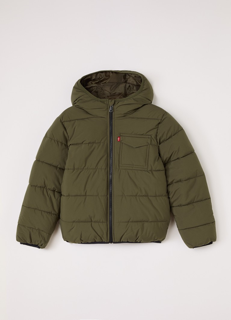Levi's Jongens Puffer jack met logo in de kleur Legergroen, maat: 10A=140
