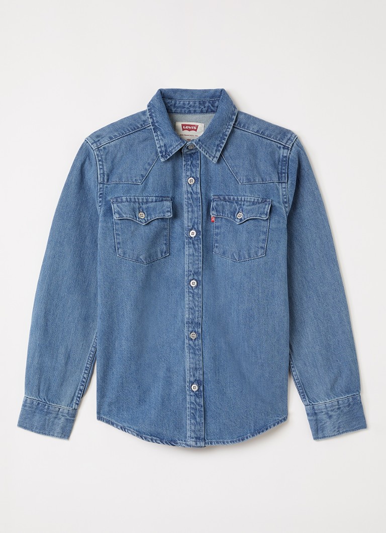 Levi's Jongens New Barstow Western overhemd van denim in de kleur Indigo, maat: 10A=140
