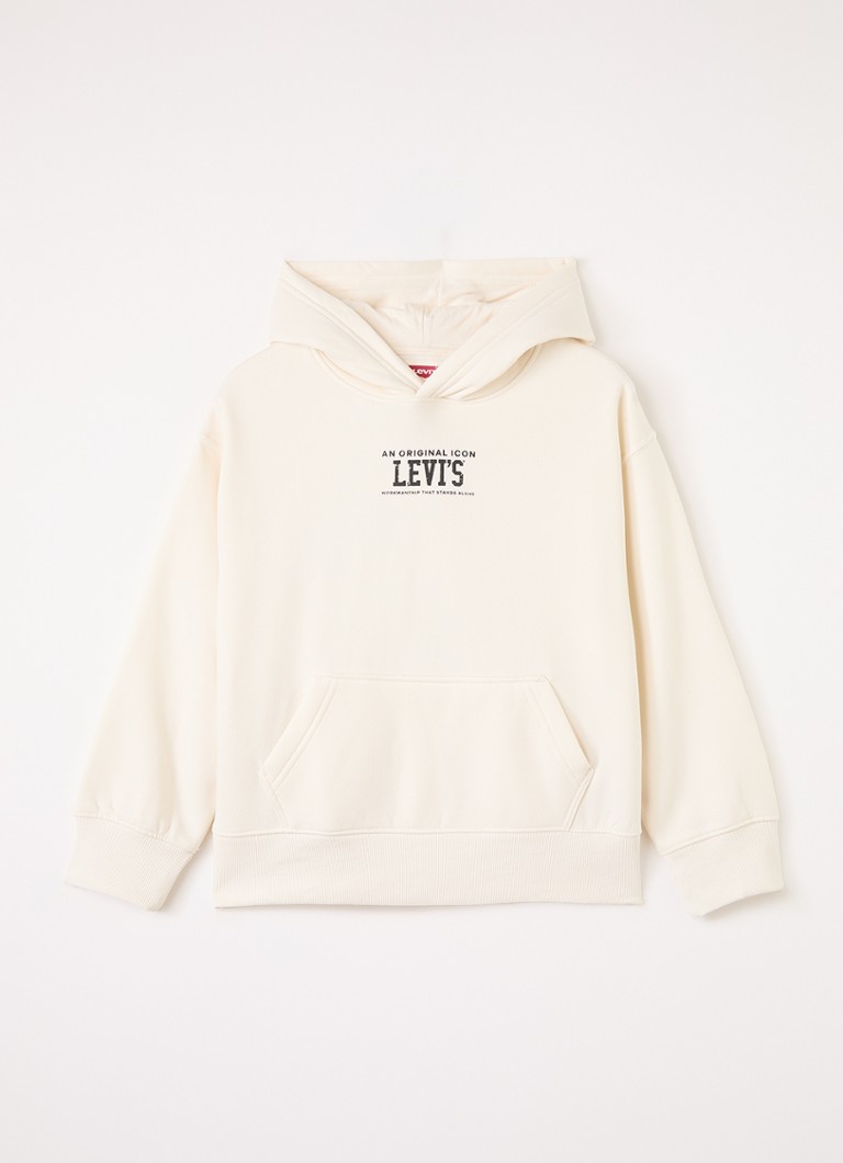 Levi's Jongens The Engine hoodie met logoprint in de kleur Ivoor, maat: 4A=104