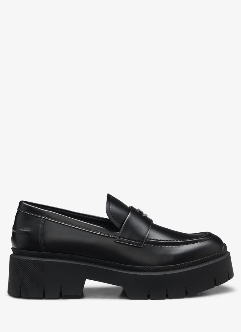 HUGO Dames Loafer met logo in de kleur Zwart