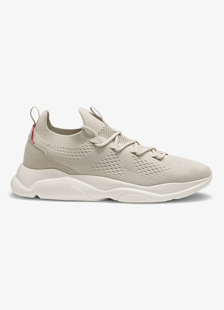 HUGO Heren Sneaker met gebreid bovenwerk in de kleur Beige