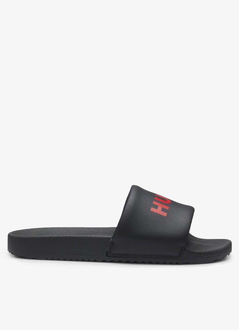 HUGO Heren Slipper met logo in de kleur Zwart