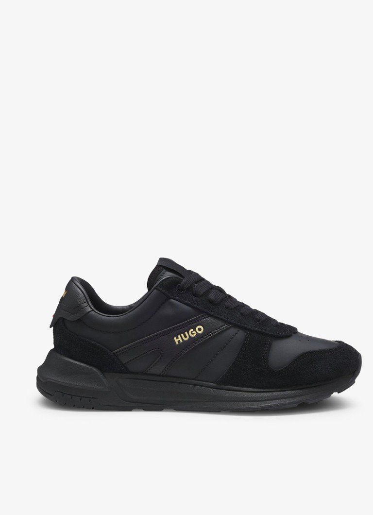 HUGO Heren Sneaker met suède details in de kleur Zwart