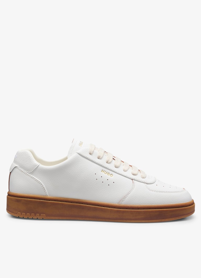 HUGO Heren Sneaker van leer met logo in de kleur Open White-123 / Wit