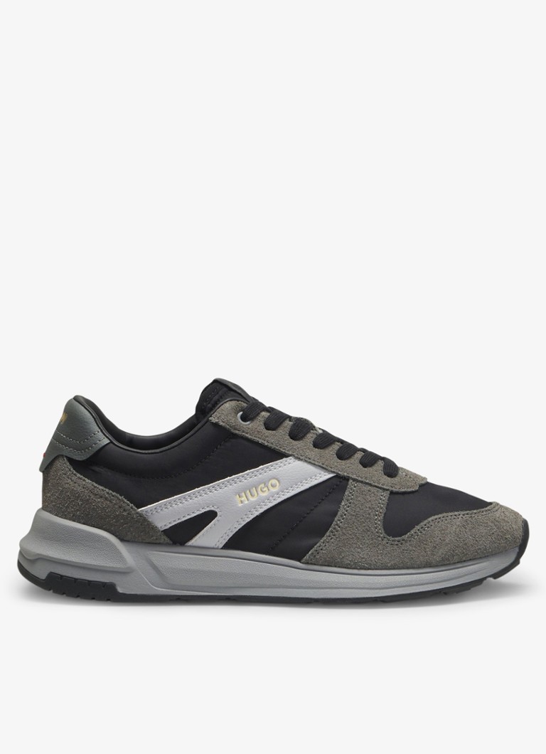 HUGO Heren Sneaker met suède details in de kleur Open Grey-061 / Grijs