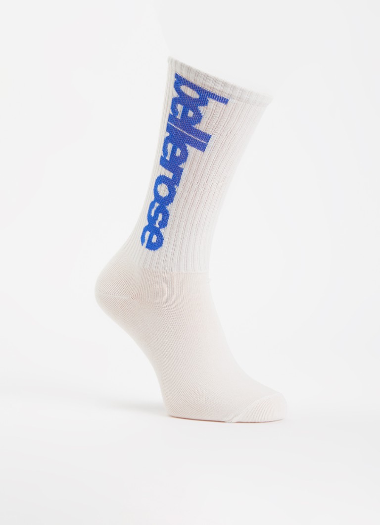 Bellerose Dames Vroum sokken in katoenblend met logoprint in de kleur Gebroken wit