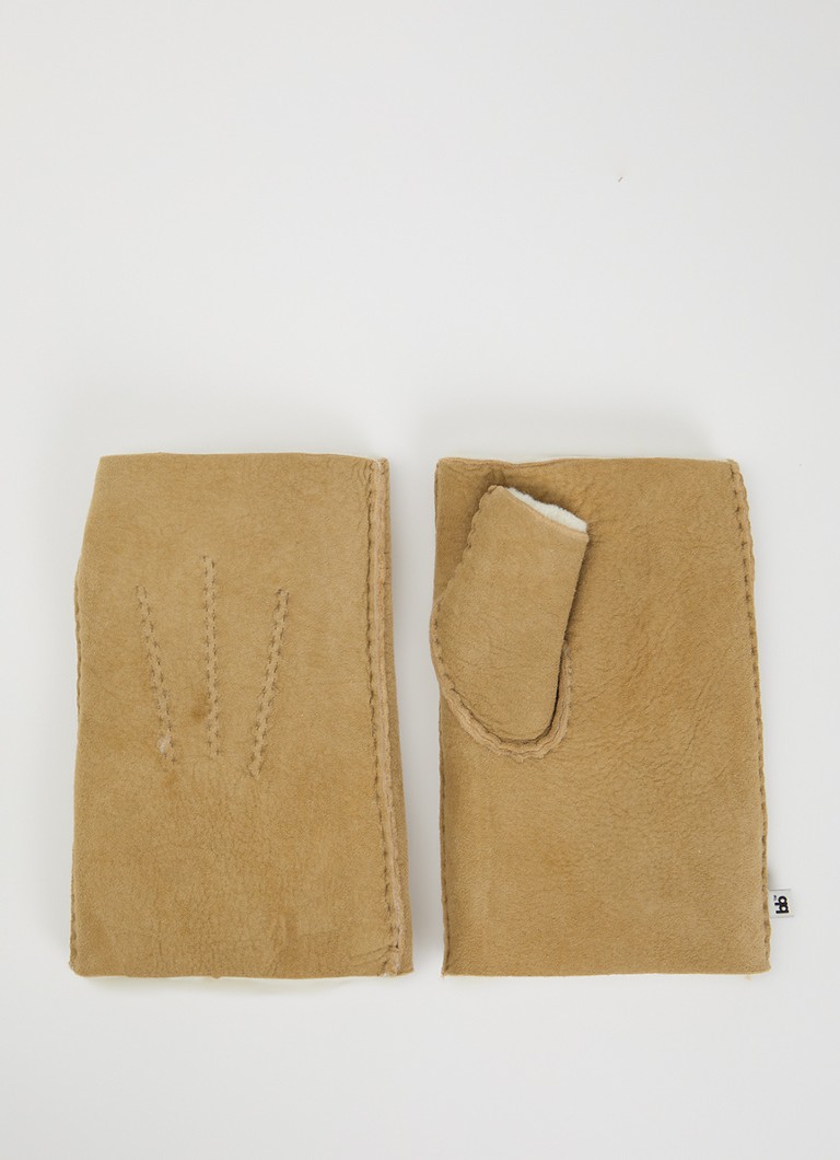 Bellerose Dames Manhok handschoenen van suède met schapenvacht in de kleur Cognac