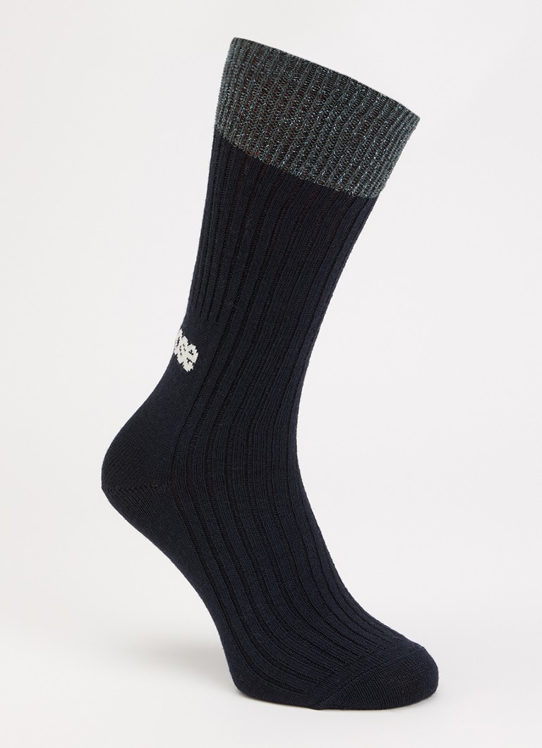 Bellerose Dames Vocam sokken in wolblend met glitter in de kleur Donkerblauw