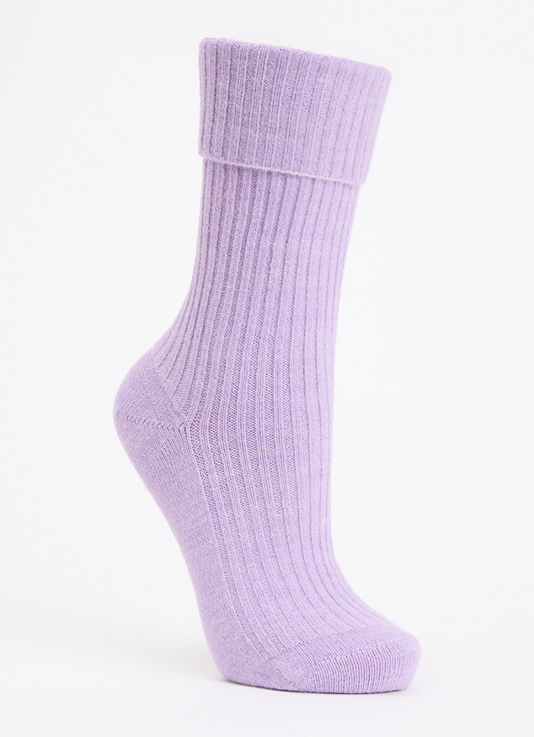 Bellerose Dames Baniy ribgebreide sokken met gemêleerd dessin in de kleur Lila