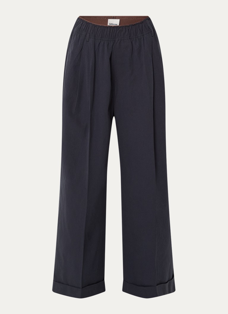 Bellerose Dames Jasha high waist wide fit broek met steekzakken in de kleur Zwart
