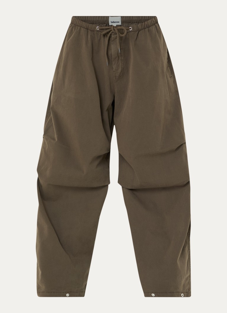 Bellerose Dames Whoop high waist wide fit broek met trekkoord in de kleur Lichtbruin