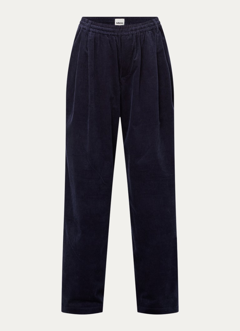 Bellerose Dames Jil high waist wide fit broek met steekzakken in de kleur Donkerblauw