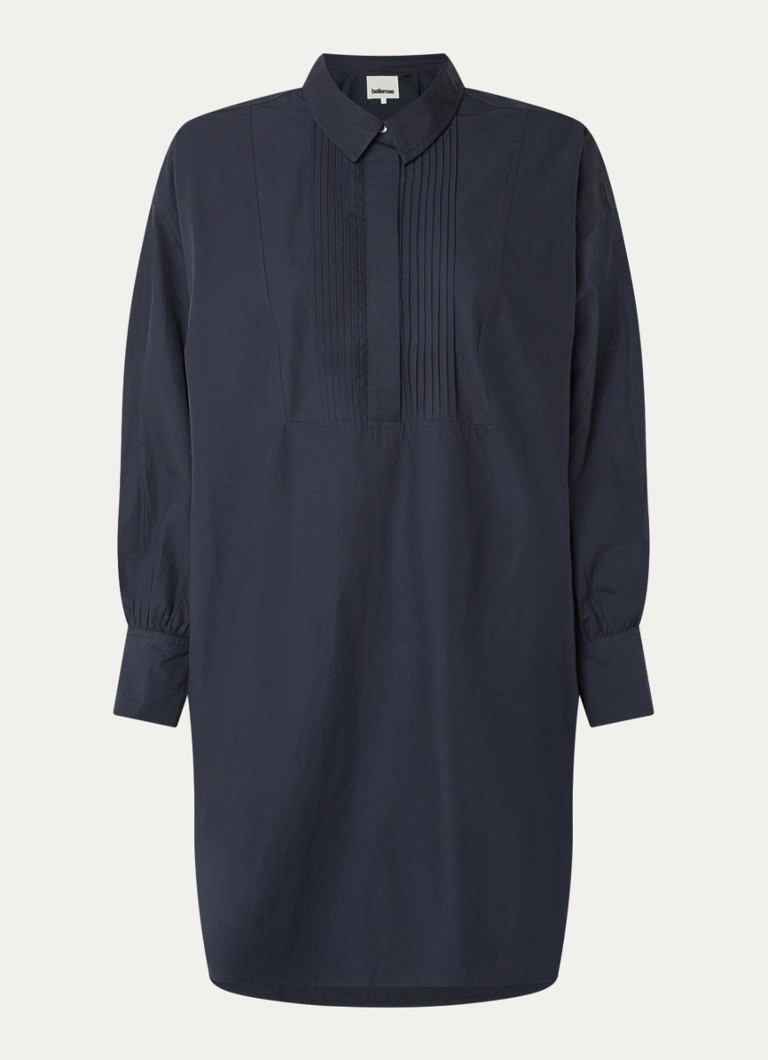 Bellerose Dames Kaat mini tuniekjurk met kraag in de kleur Donkerblauw