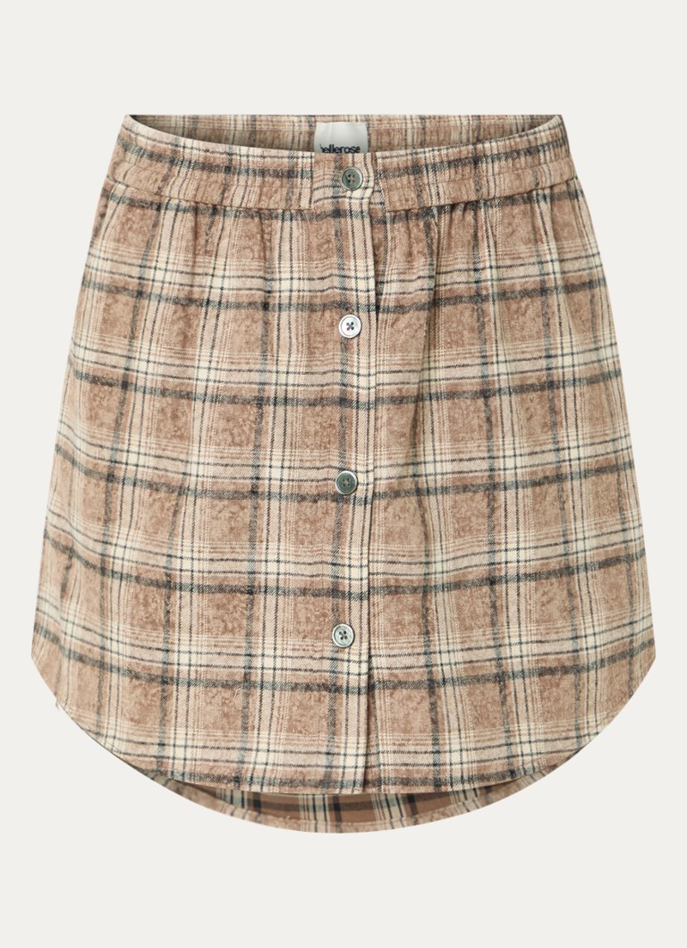 Bellerose Dames Jayne mini rok met ruitdessin in de kleur Lichtbruin