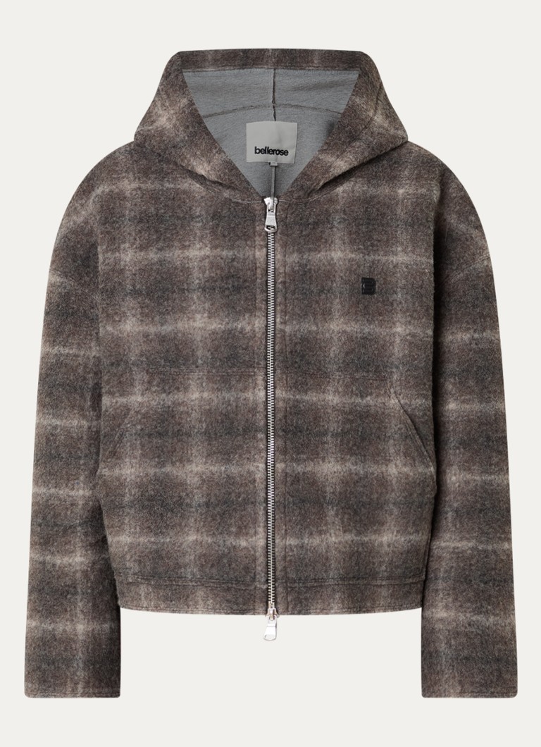 Bellerose Dames Jack in wolblend met ruitdessin en steekzakken in de kleur Bruin