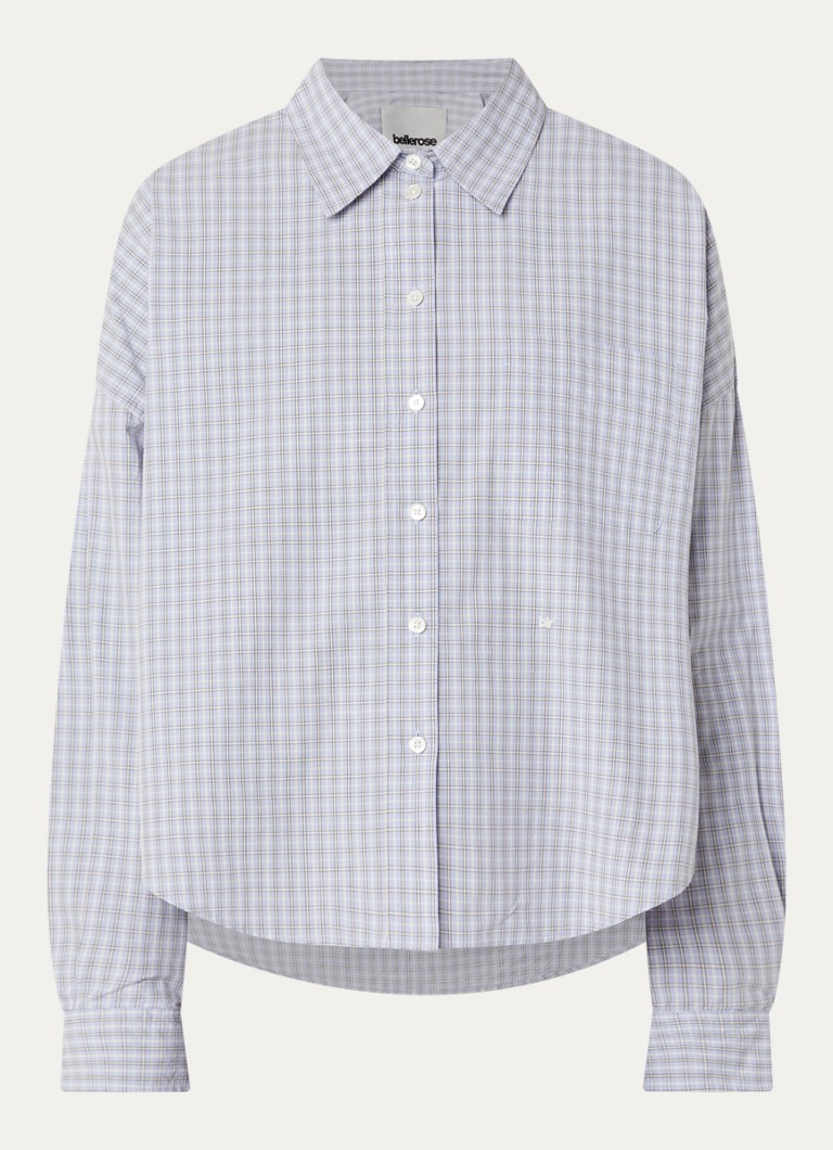Bellerose Dames Ginger62 oversized blouse met ruitdessin en borstzak in de kleur Wit