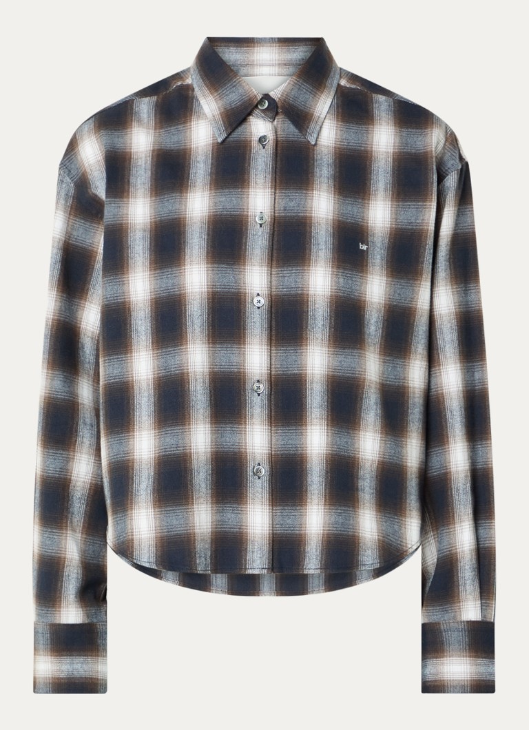 Bellerose Dames Johan blouse met ruitdessin in de kleur Hazelnootbruin