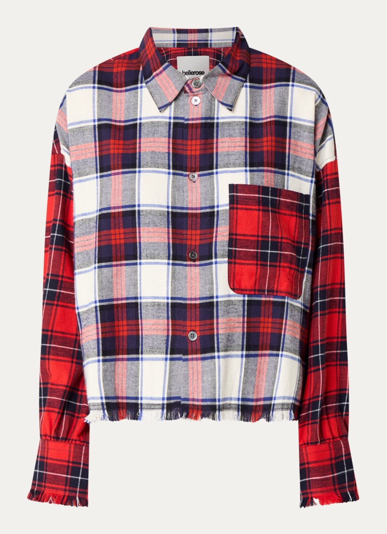 Bellerose Dames Jonnie blouse met ruitdessin en borstzak in de kleur Rood