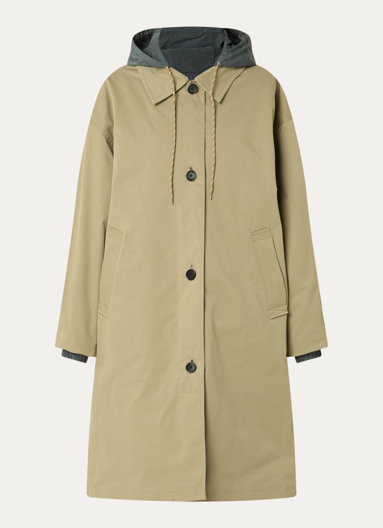 Bellerose Dames Hearty trenchcoat met steekzakken in de kleur Olijfgroen