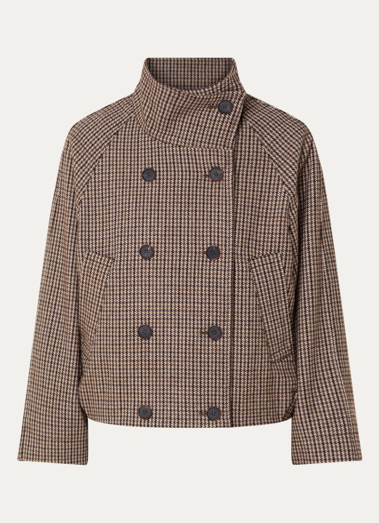 Bellerose Dames Mantel in wolblend met pied-de-poule dessin in de kleur Bruin