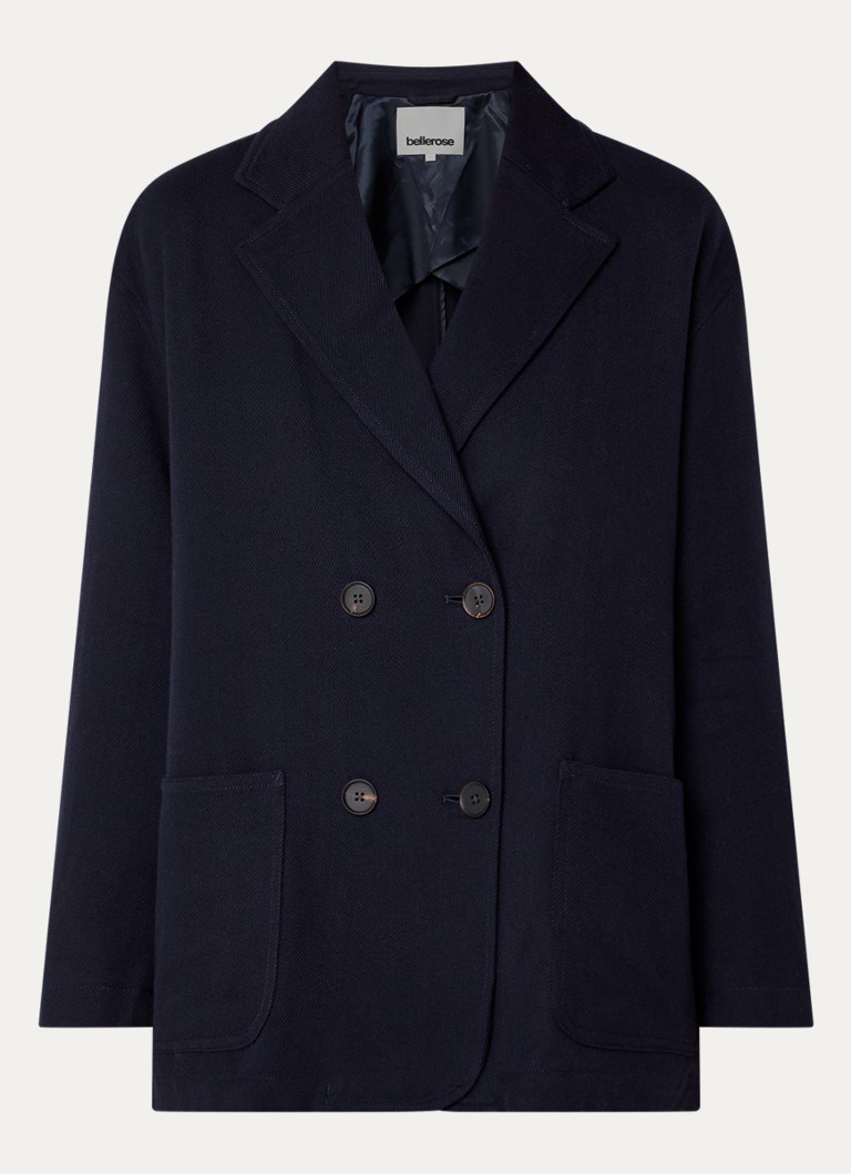 Bellerose Dames Jazzie oversized double-breasted blazer in wolblend in de kleur Donkerblauw
