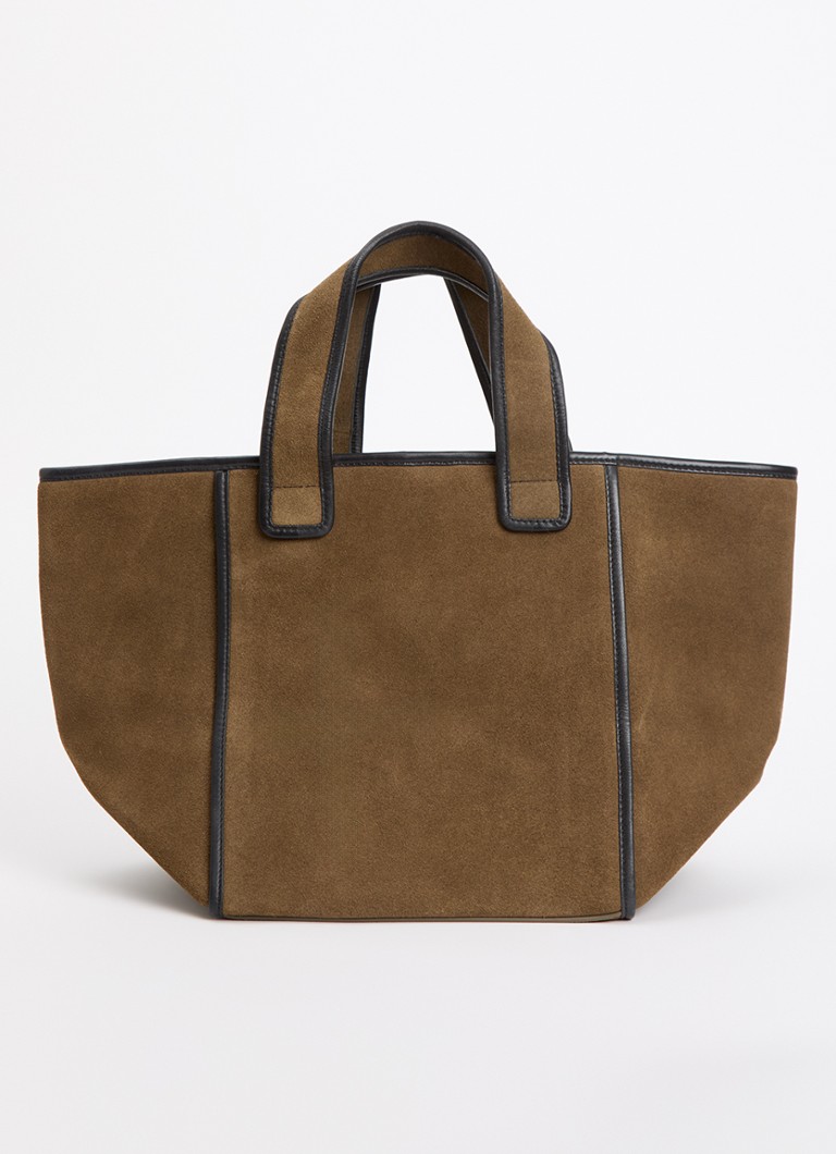 Bellerose Dames Kub handtas van suède met details van leer in de kleur Khaki