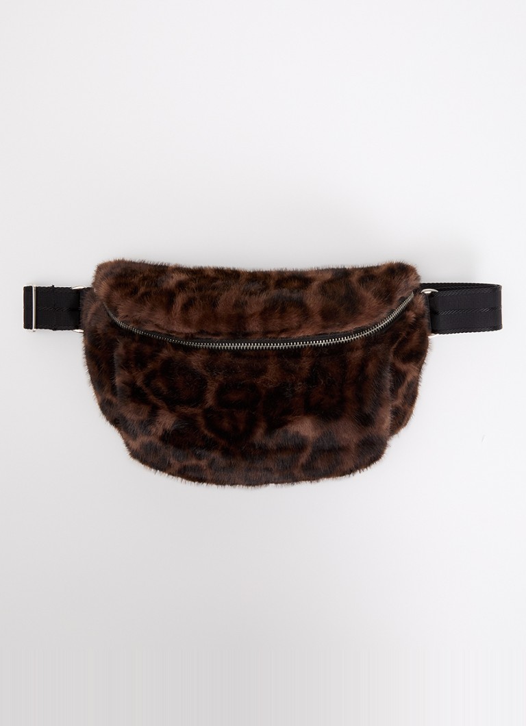 Bellerose Dames Joswel crossbodytas van imitatiebont met panterprint in de kleur Bruin