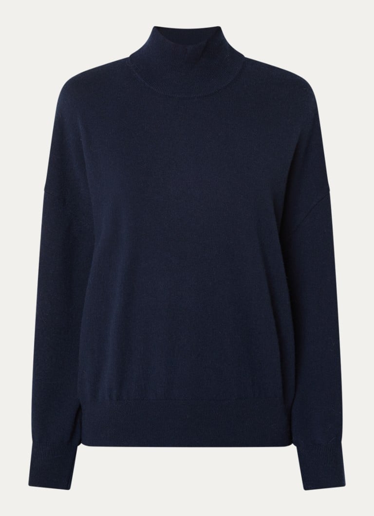 Bellerose Dames Sonys fijngebreide trui in kasjmierblend met col in de kleur Donkerblauw