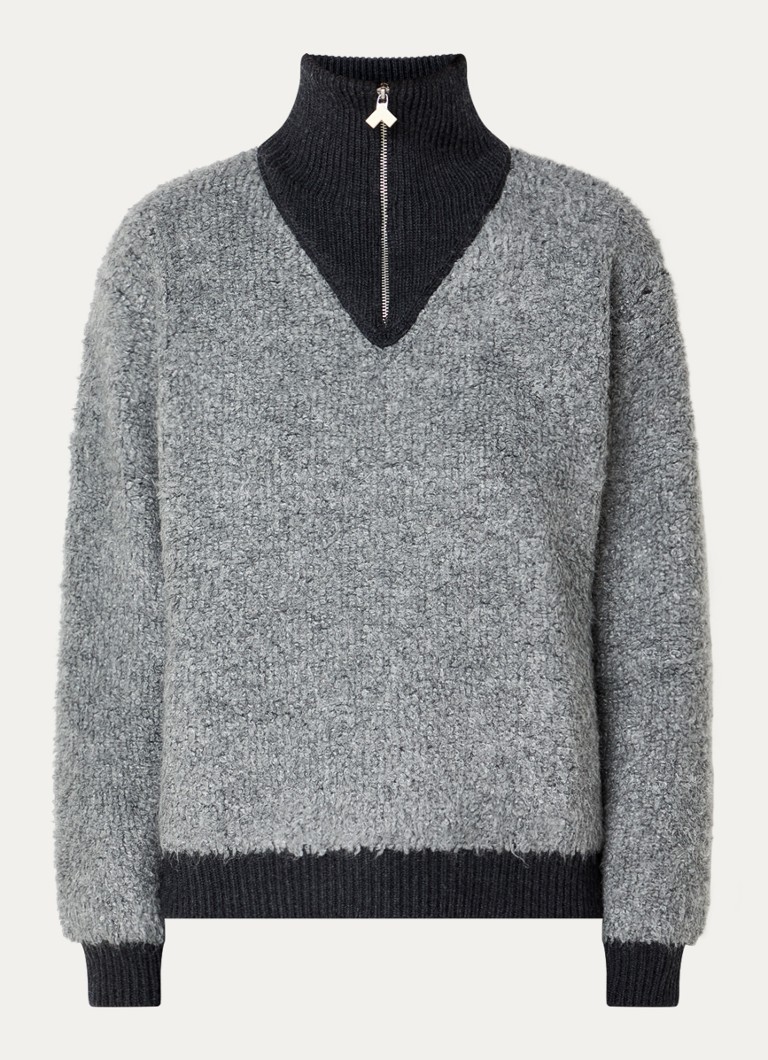 Bellerose Dames Dooh grofgebreide trui in alpaca wolblend in de kleur Grijs