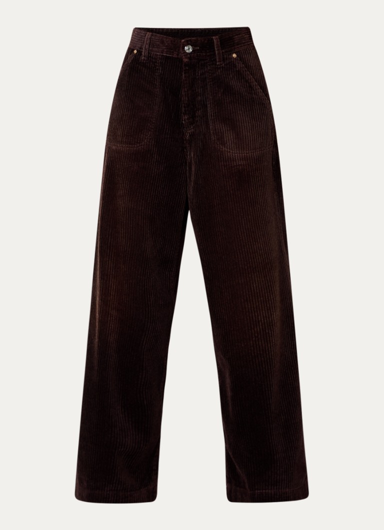 Bellerose Dames Petula high waist wide leg jeans van corduroy in de kleur Bordeauxrood