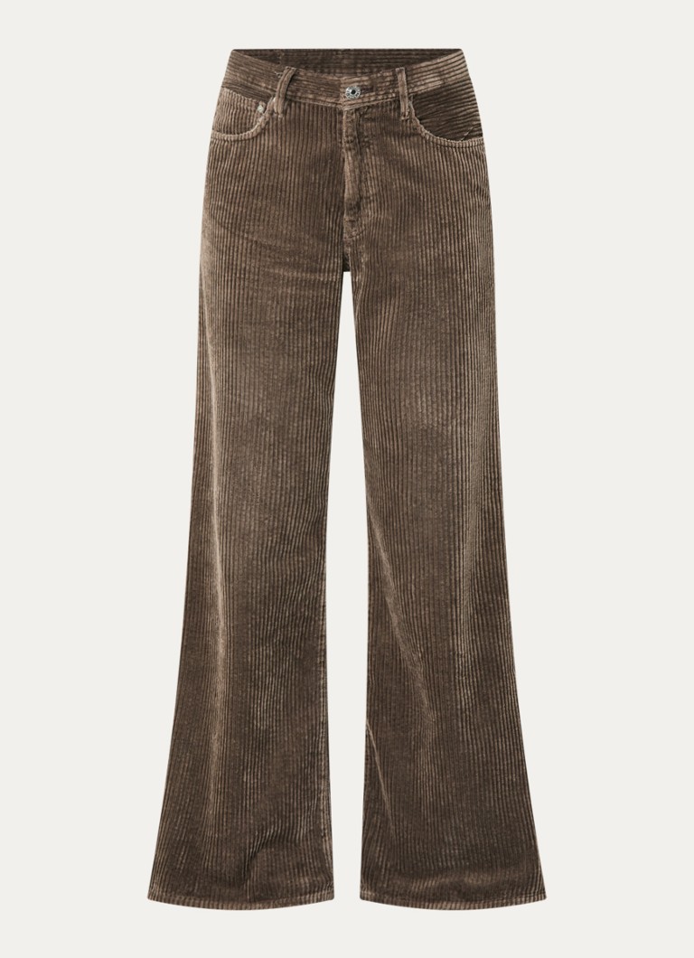 Bellerose Dames Kansa high waist wide leg jeans van corduroy in de kleur Bruin
