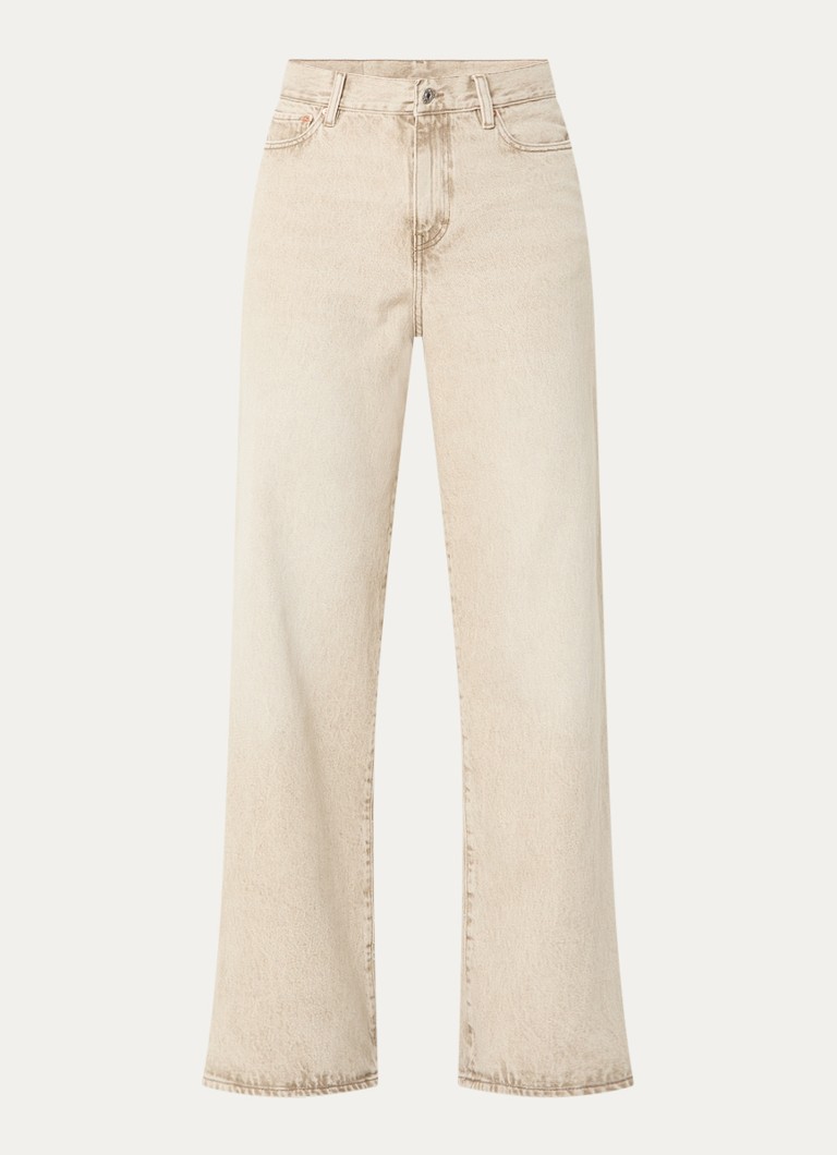 Bellerose Dames Parthe high waist wide fit jeans met gekleurde wassing in de kleur Beige