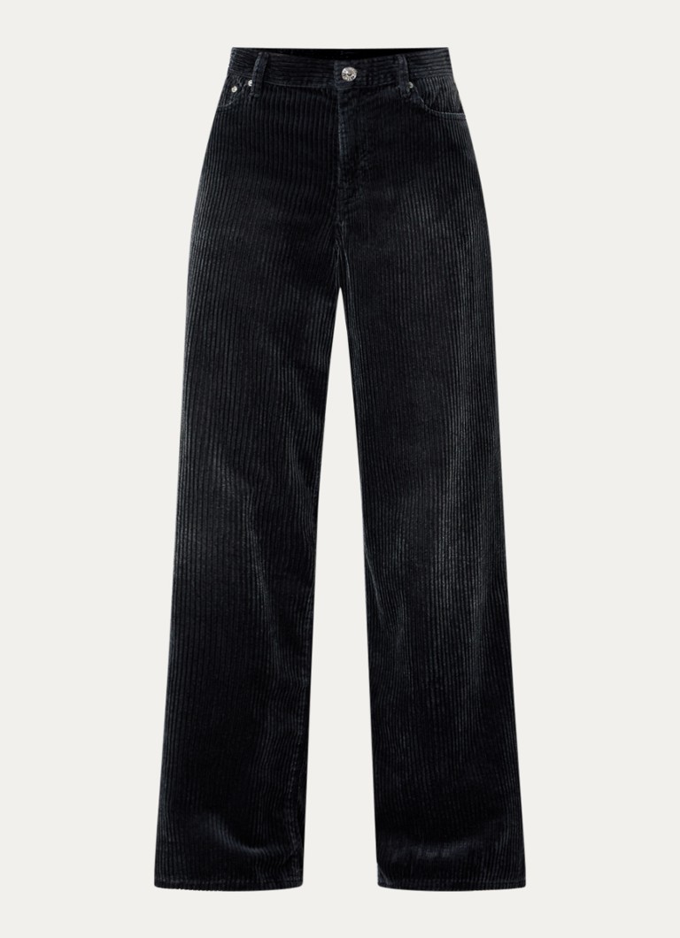 Bellerose Dames Parthe high waist wide leg jeans met gekleurde wassing in de kleur Antraciet