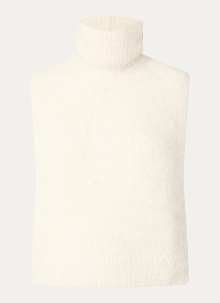 Bellerose Dames Daren grofgebreide spencer in wolblend met col in de kleur Gebroken wit