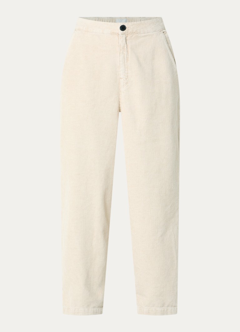 Bellerose Dames Pasop high waist straight fit broek van corduroy in de kleur Creme