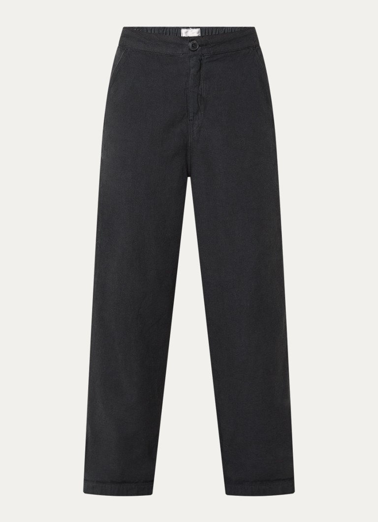Bellerose Dames Pasop high waist cropped tapered fit broek met steekzakken in de kleur Zwart