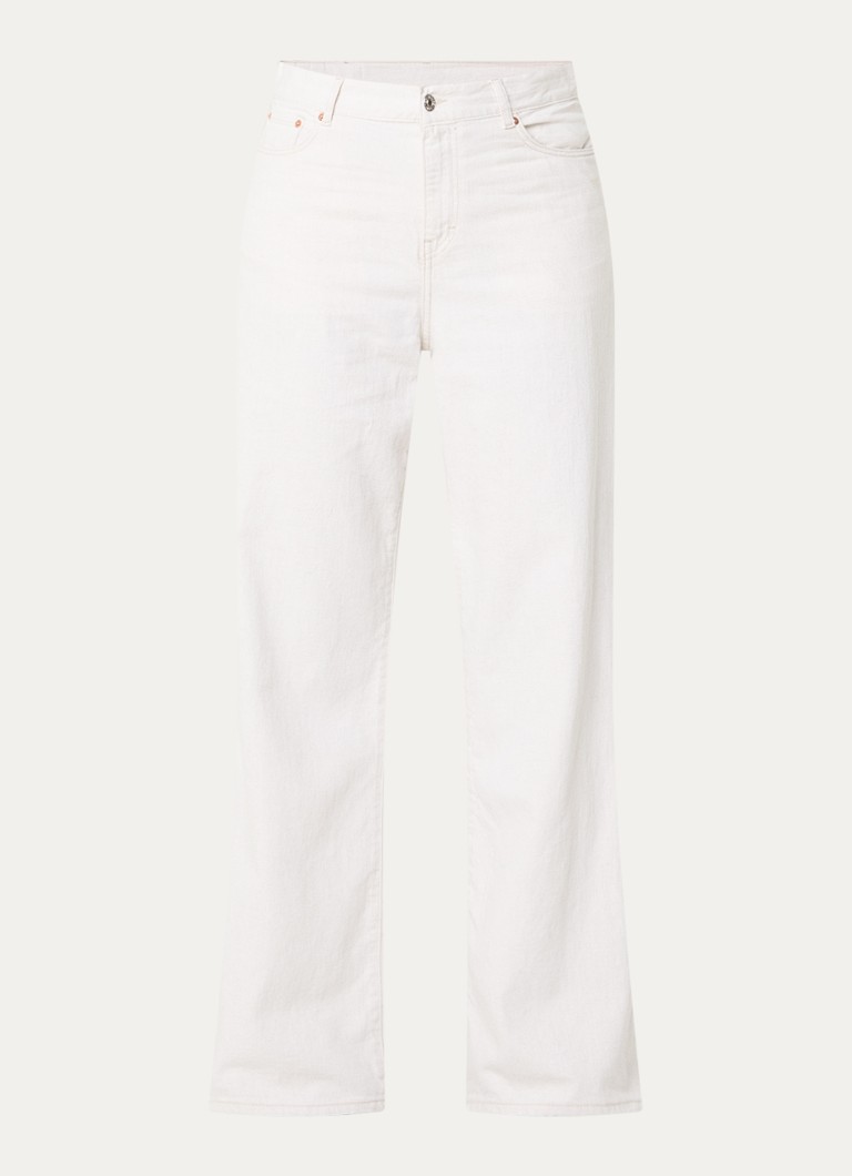 Bellerose Dames Parthe high waist wide fit jeans met gekleurde wassing in de kleur Gebroken wit