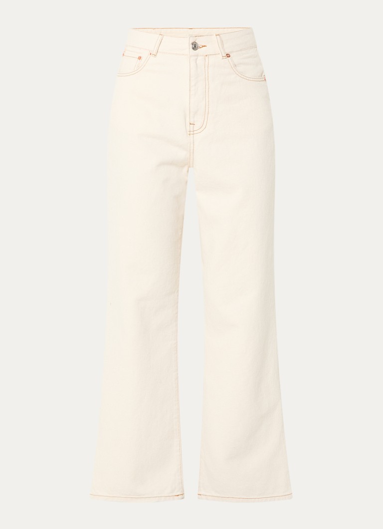 Bellerose Dames Poker high waist straight fit jeans met gekleurde wassing in de kleur Gebroken wit
