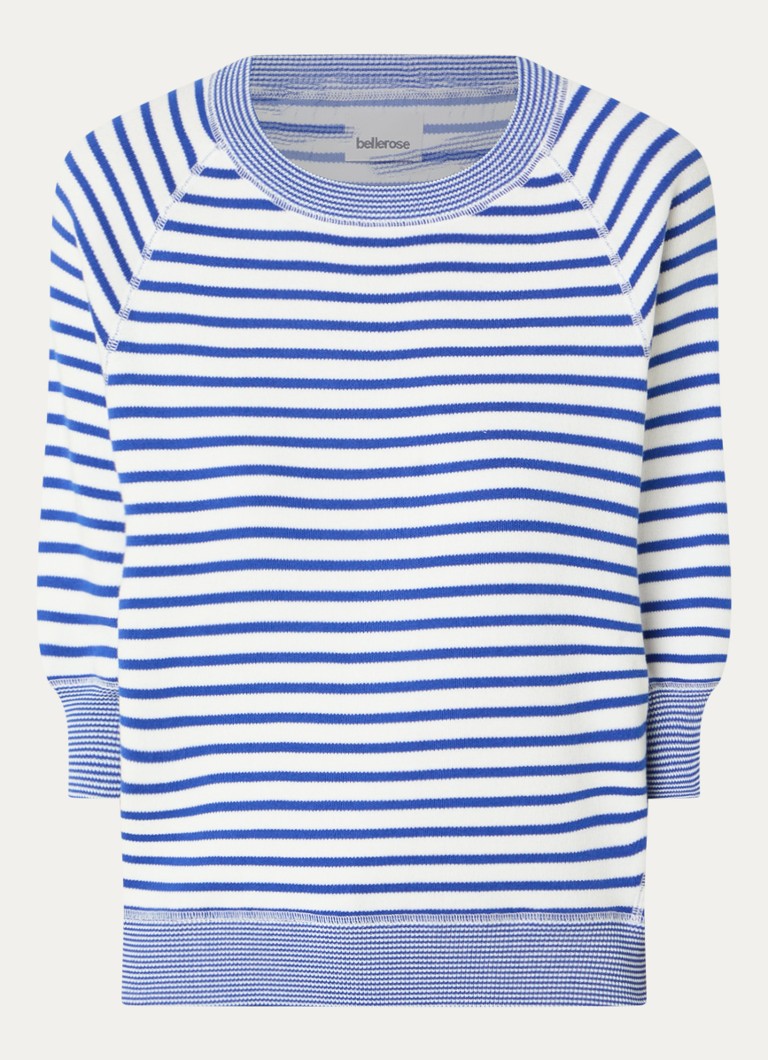 Bellerose Dames Anglet fijngebreide pullover met streepprint in de kleur Kobaltblauw