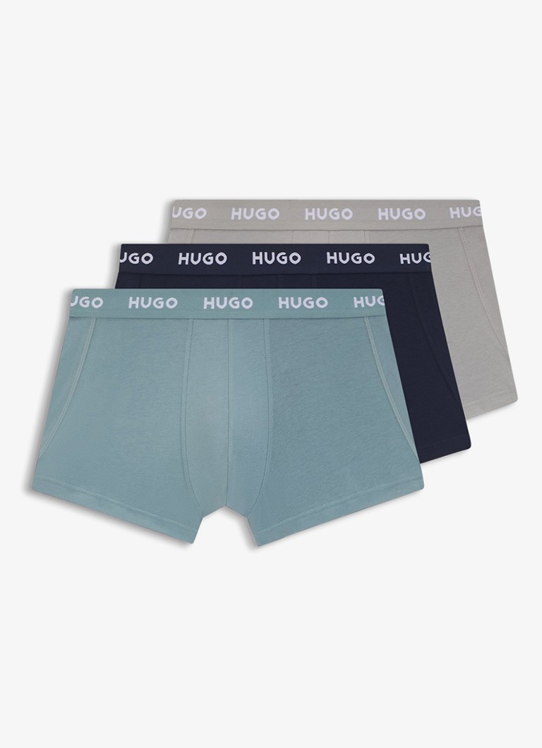 HUGO Heren Boxershorts met logoband in 3-pack in de kleur Open Blue-490 / Blauw