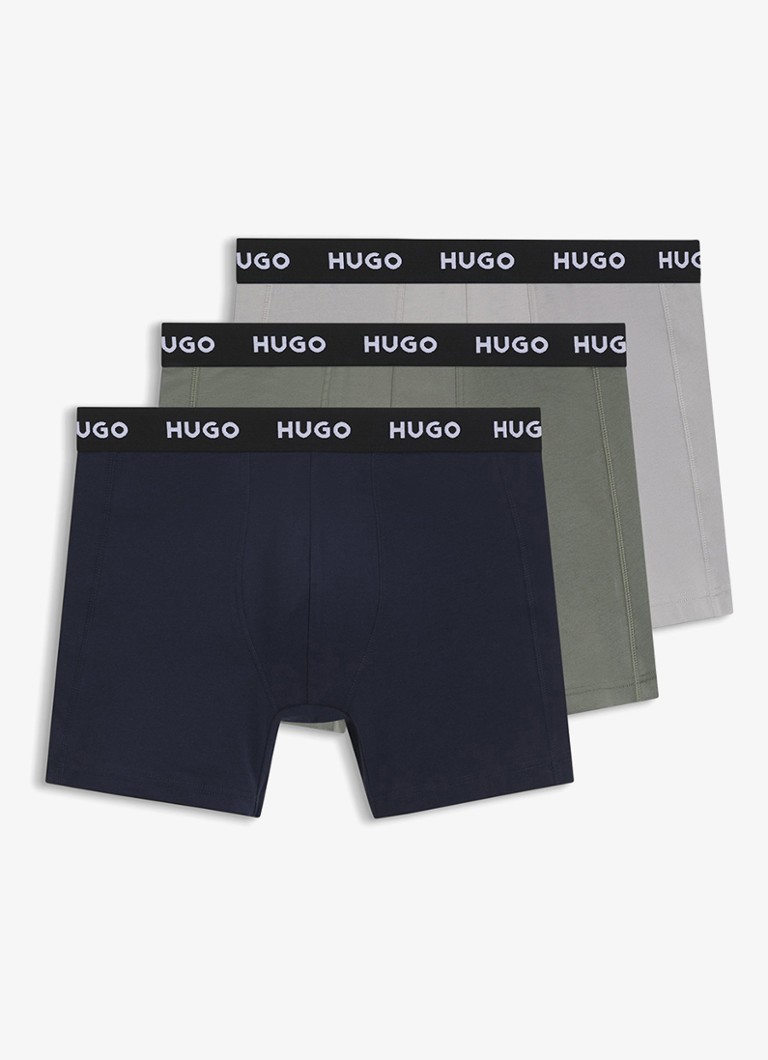 HUGO Heren Boxershort met logoband in 3-pack in de kleur Open Grey-070 / Grijs