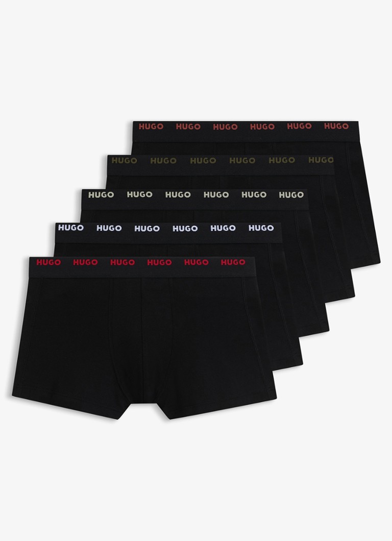 HUGO Heren Set van vijf korte boxershorts met logotailleband van stretchkatoen in de kleur