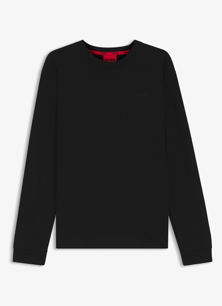 HUGO Heren Austin pyjamatop met logo in de kleur Zwart