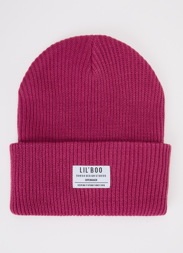 Lil' Boo Meisjes Hygge grofgebreide muts met logo in de kleur Paars, maat: 1-3y
