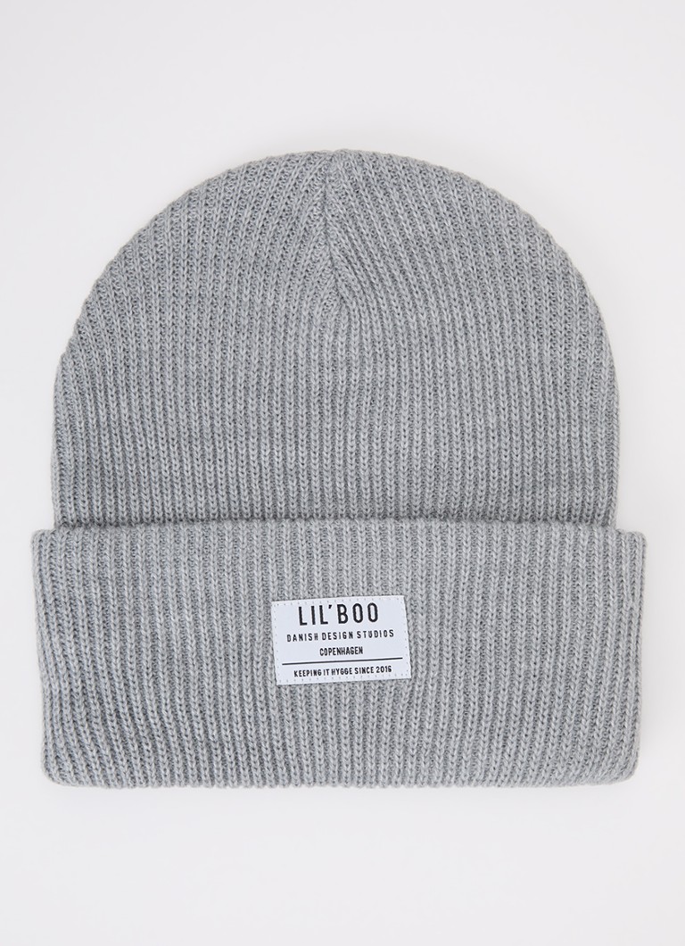 Lil' Boo Meisjes Hygge grofgebreide muts met logo in de kleur Grijs, maat: 1-3y