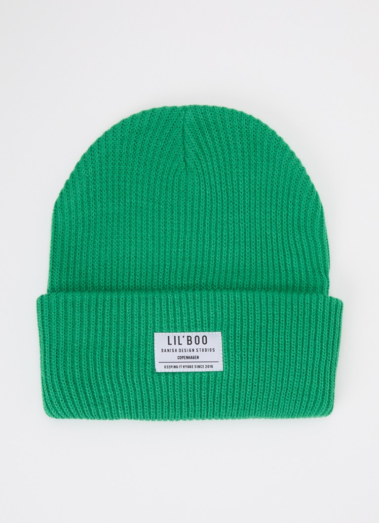 Lil' Boo Meisjes Hygge grofgebreide muts met logo in de kleur Groen, maat: 1-3y
