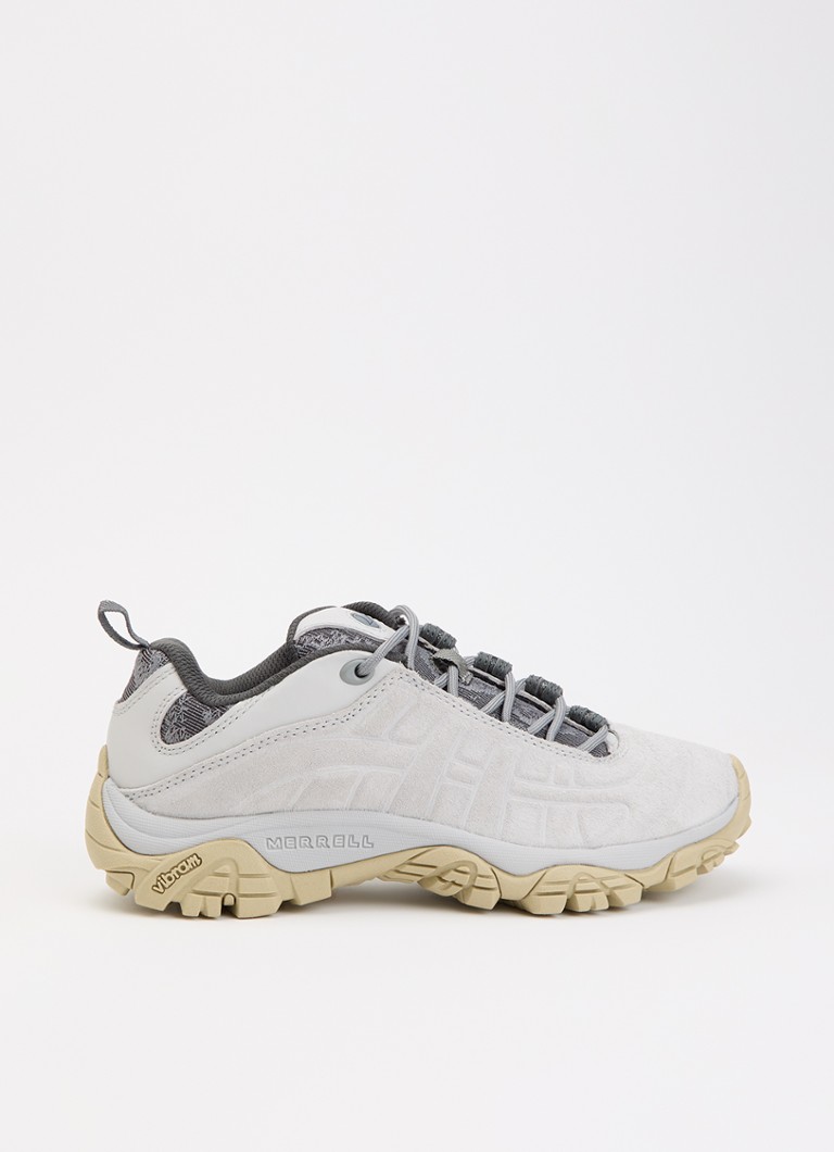 Merrell Dames Moab 2 Remix sneaker van leer met mesh details in de kleur Lichtgrijs, maat: 36