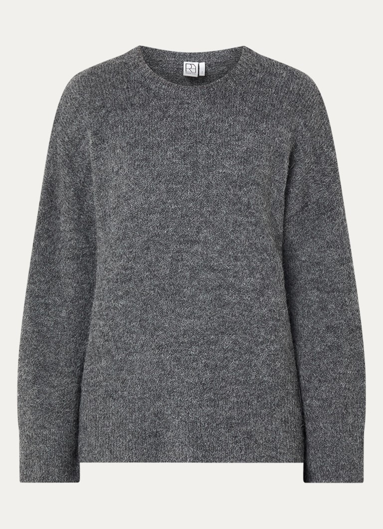 ROUGE EDIT Dames Rouhaven grofgebreide trui in alpaca wolblend in de kleur Donkergrijs, maat: M